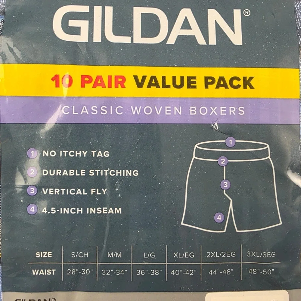 NEW! pack of 10! Size S Gildan Underwear Boxers, tag free, moisture wicking - Picture 4 of 8